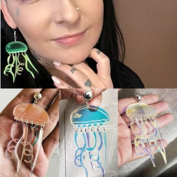 Iridescent Jellyfish earrings - Picture 2 of 7